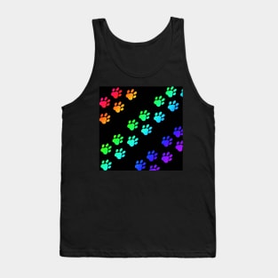 Black rainbow paw prints Tank Top